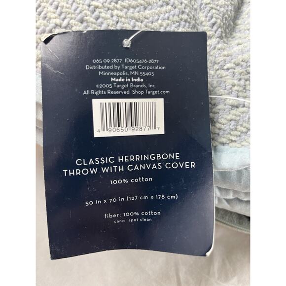 Thomas O'Brien Vintage Modern Herringbone Throw Blanket 100% Cotton 50 X 70 - Picture 4 of 10